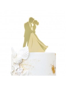 Topo Bolo Noivos Dourado